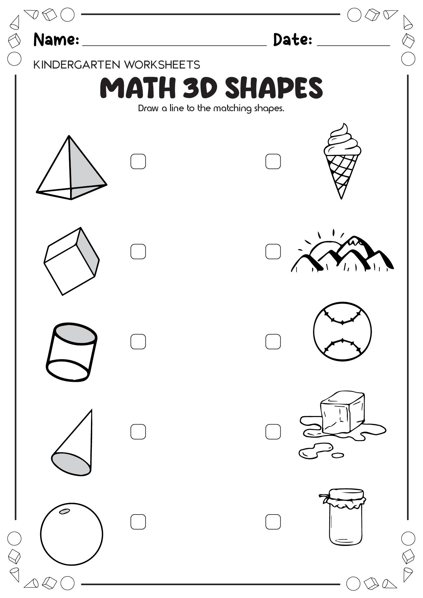 Three D Shapes Worksheets Engaging Worksheet Activities