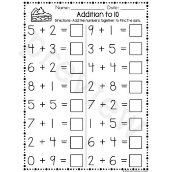Tpt Math Worksheets For Kindergarten