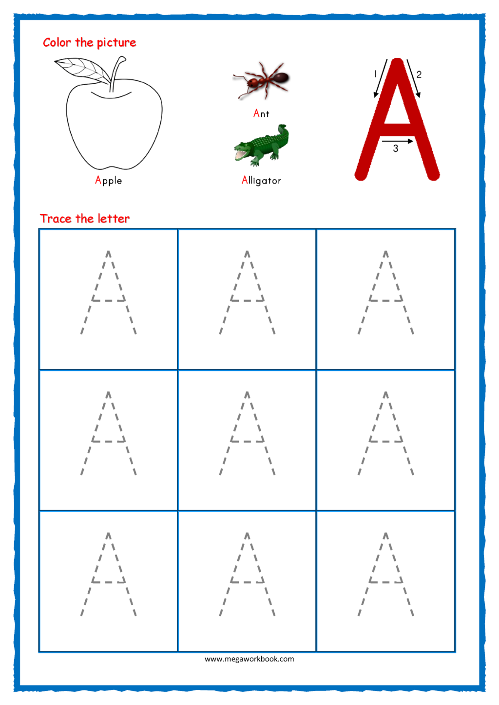 trace the alphabet worksheet