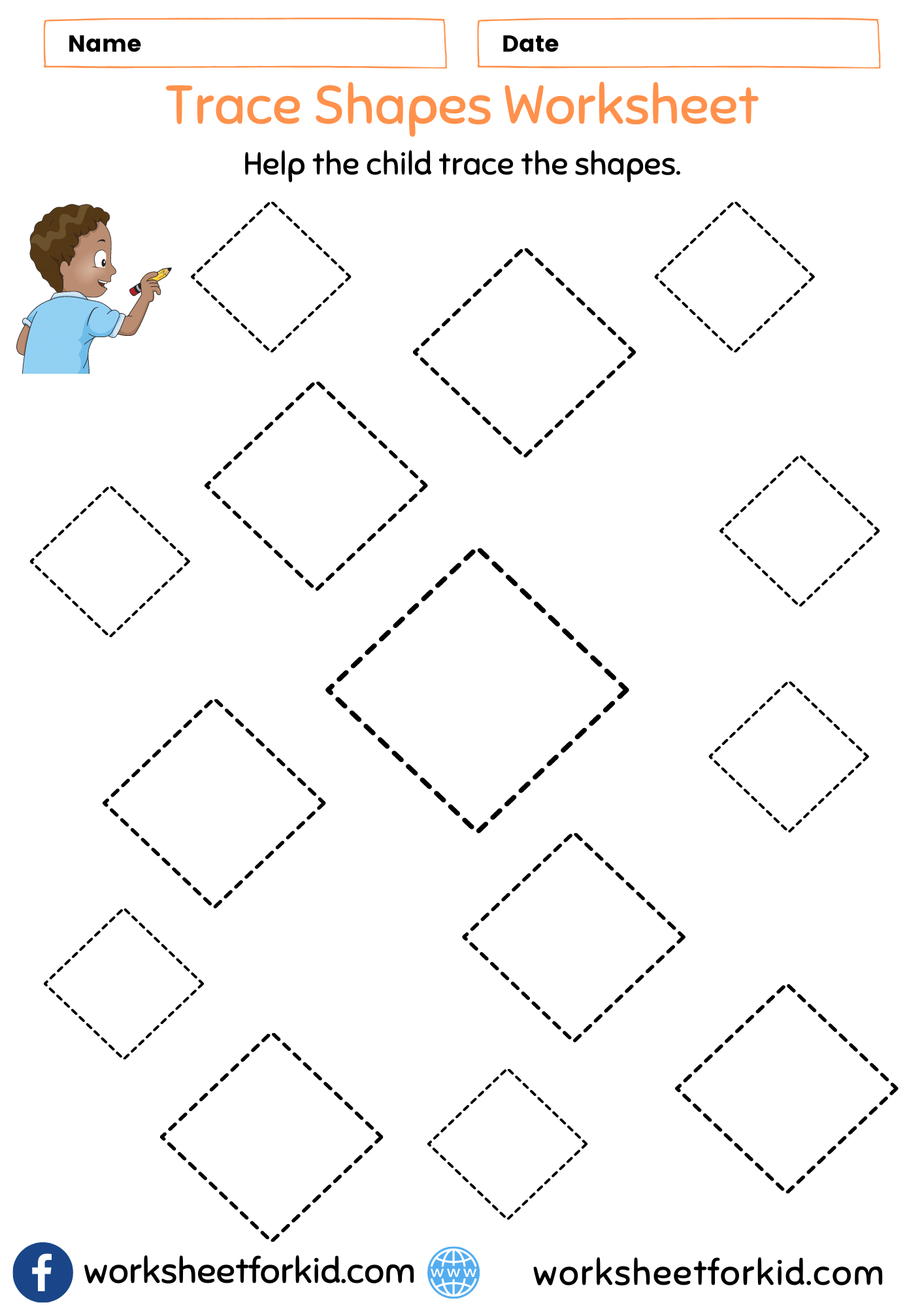Trace Shapes Worksheet Diamond WorksheetForKid
