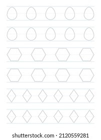Trace Shapes Worksheet Kids Stock Vector Royalty Free 2120559281 