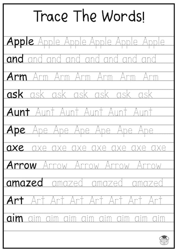 Tracing Words Worksheets Worksheets Library