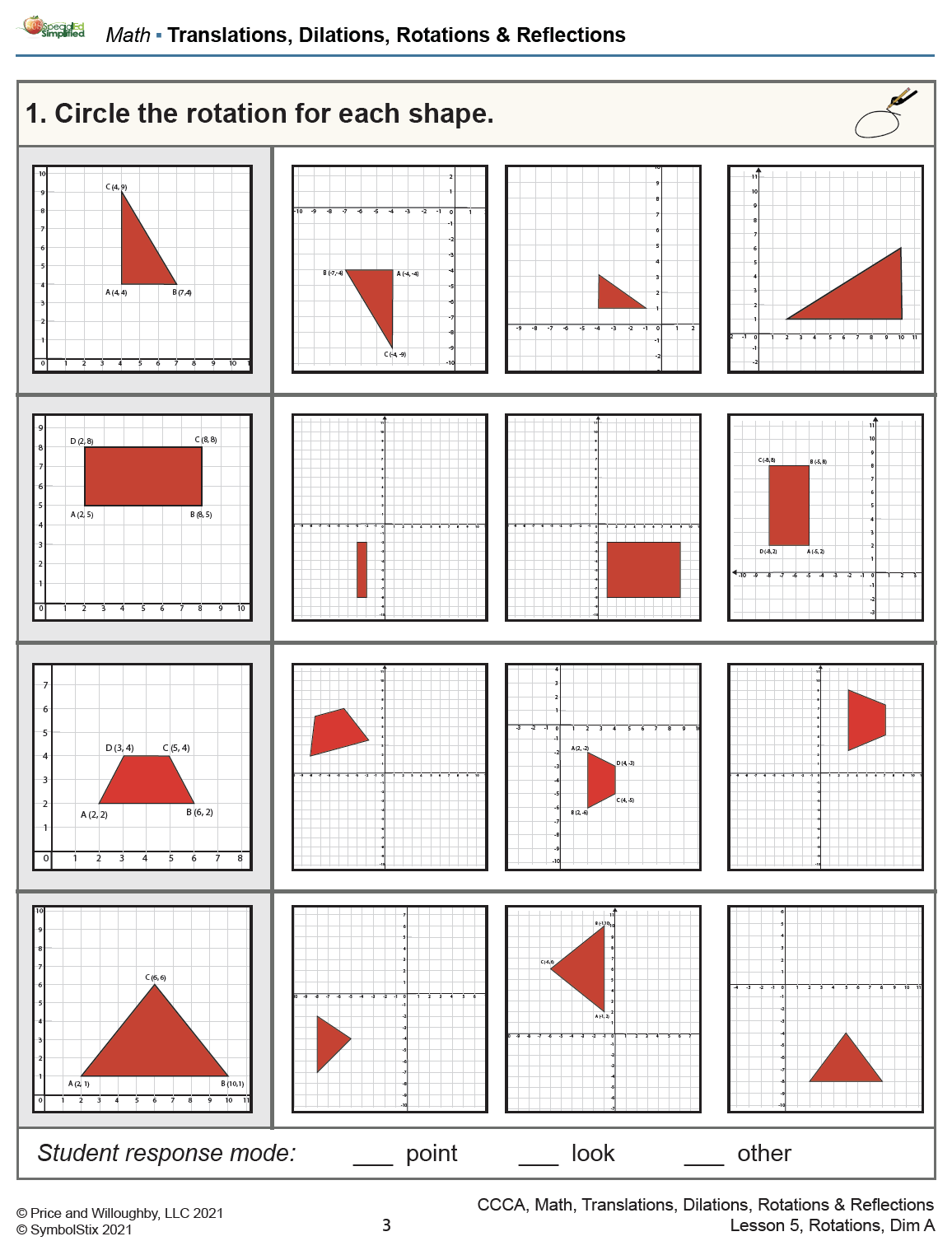 Translations Dilations Rotations And Reflections Worksheets Library