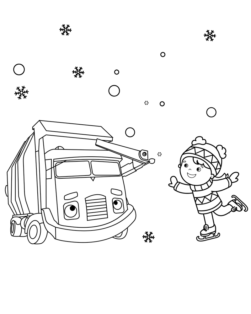 Trash Truck Storybook Coloring Page