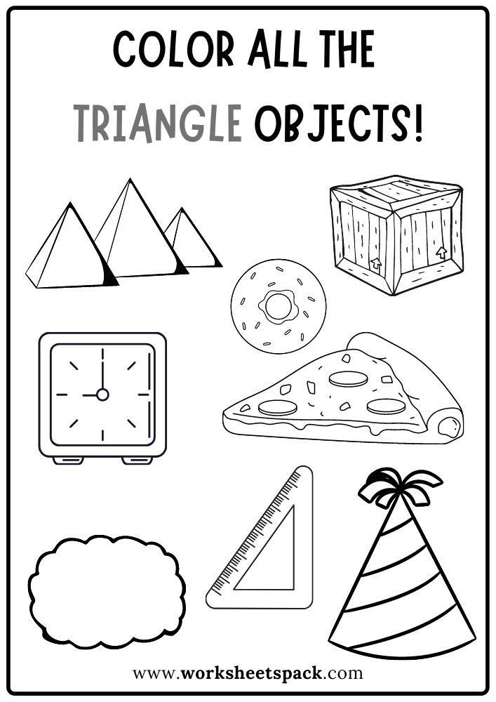 Triangle Coloring Page For Preschoolers Free Shape Activity Worksheets