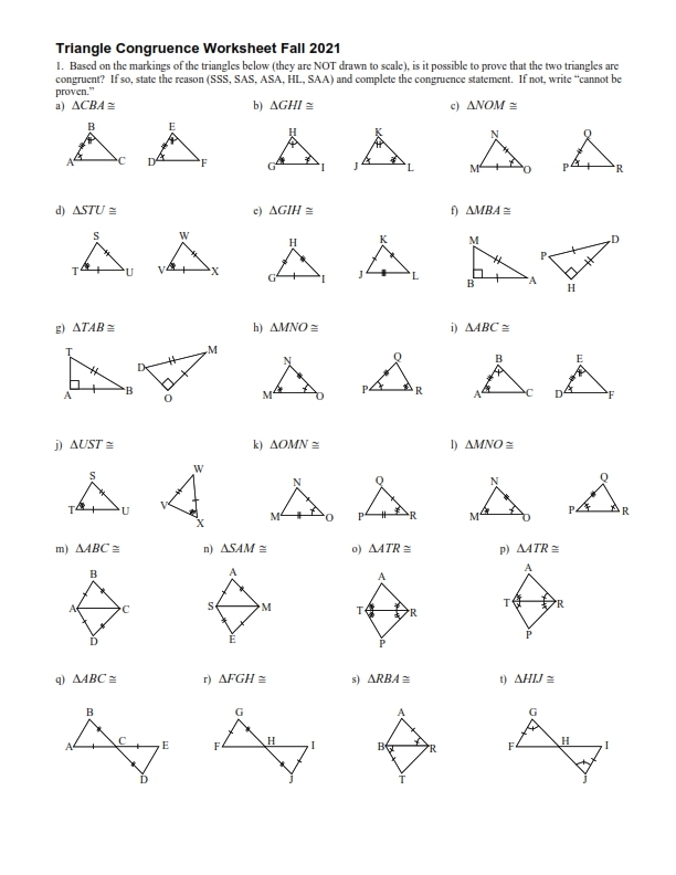 Triangle Congruence Worksheet Worksheets Library