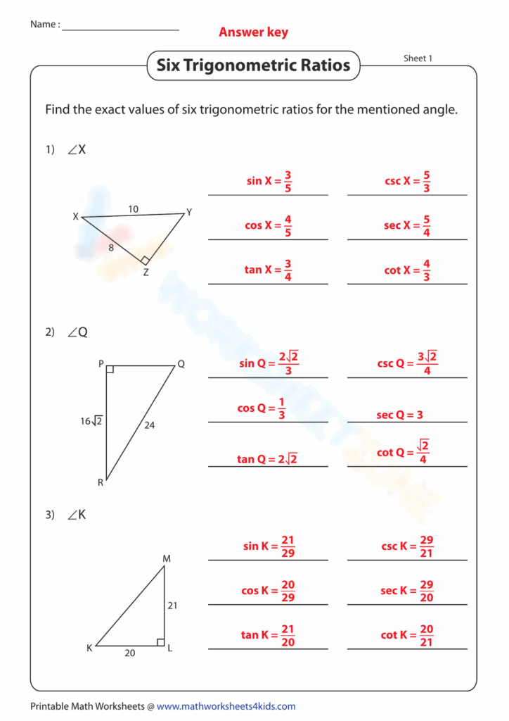 Trigonometric Ratios Live Worksheets Worksheets Library