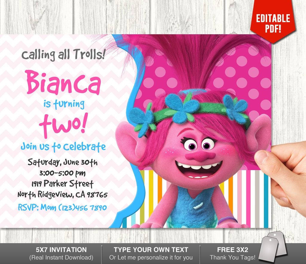 Trolls Birthday Invite Template Invitationpiper78