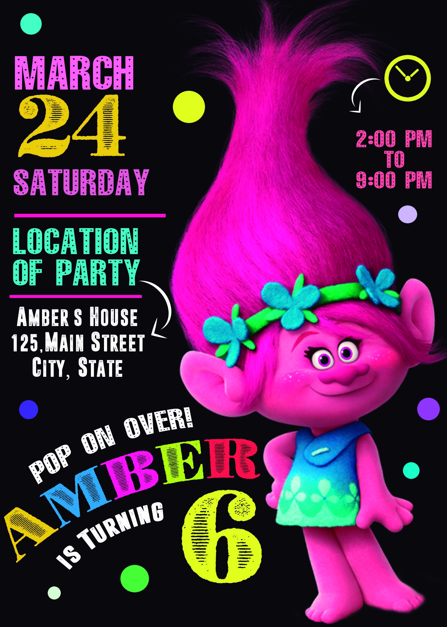Trolls Birthday Invite Template Invitationpiper78