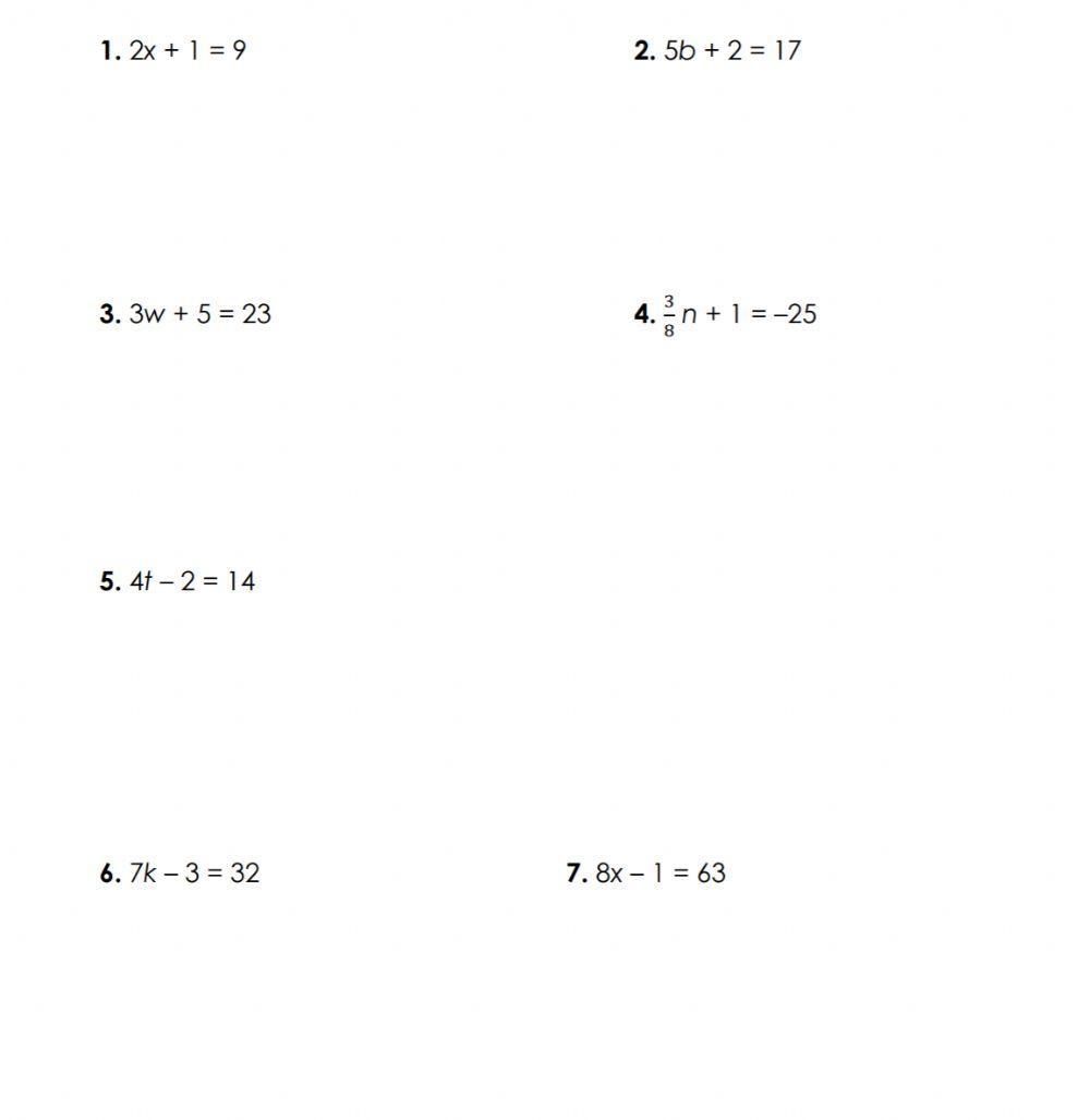 Two Step Equations Worksheets Library