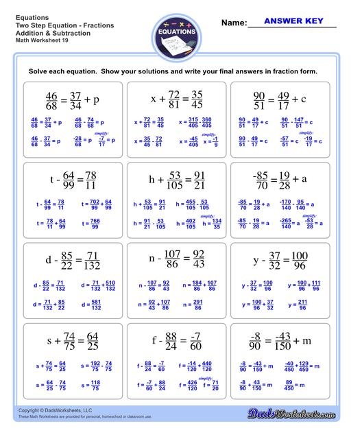 Two Step Equations Worksheets Worksheets Library
