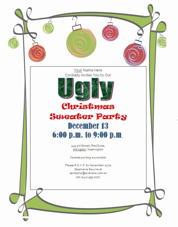 ugly christmas sweater invitation template free
