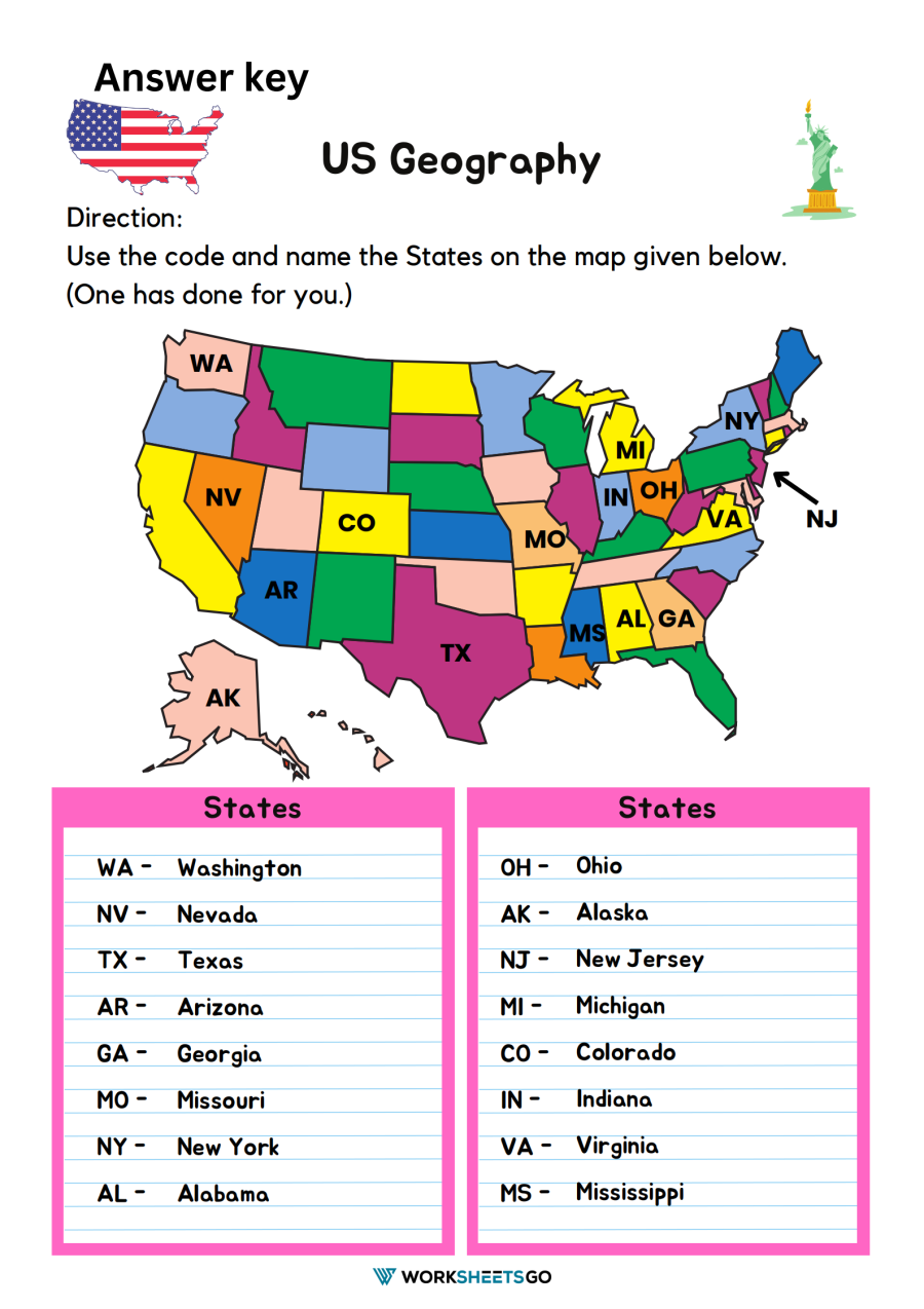 united states geography worksheets
