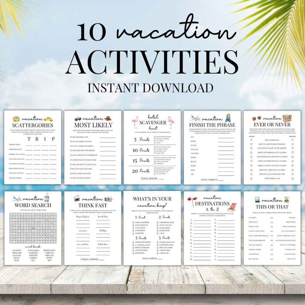 Vacation Games Bundle Vacation Printable Games Family Friendly