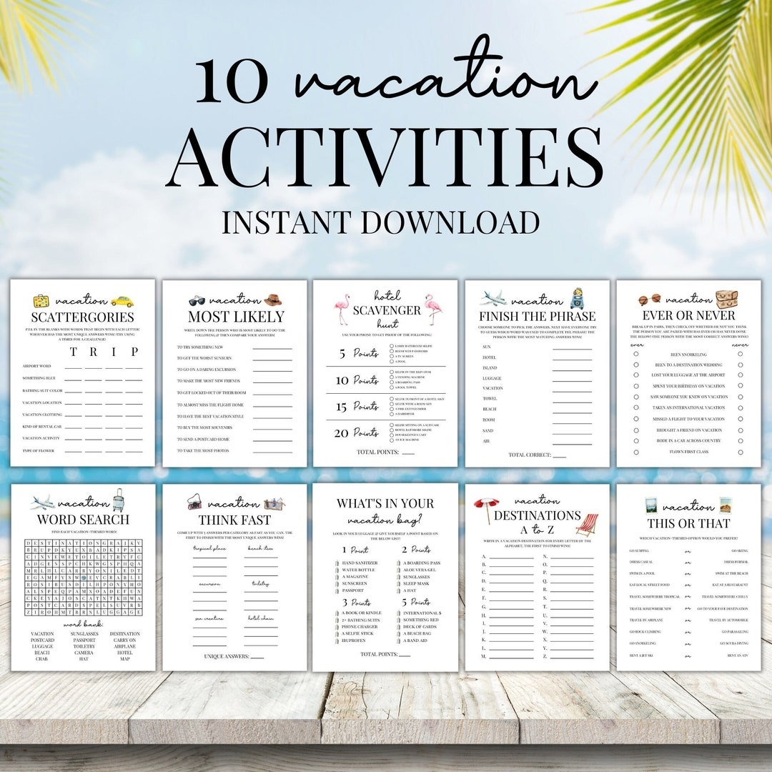 Vacation Games Bundle Vacation Printable Games Family Friendly 