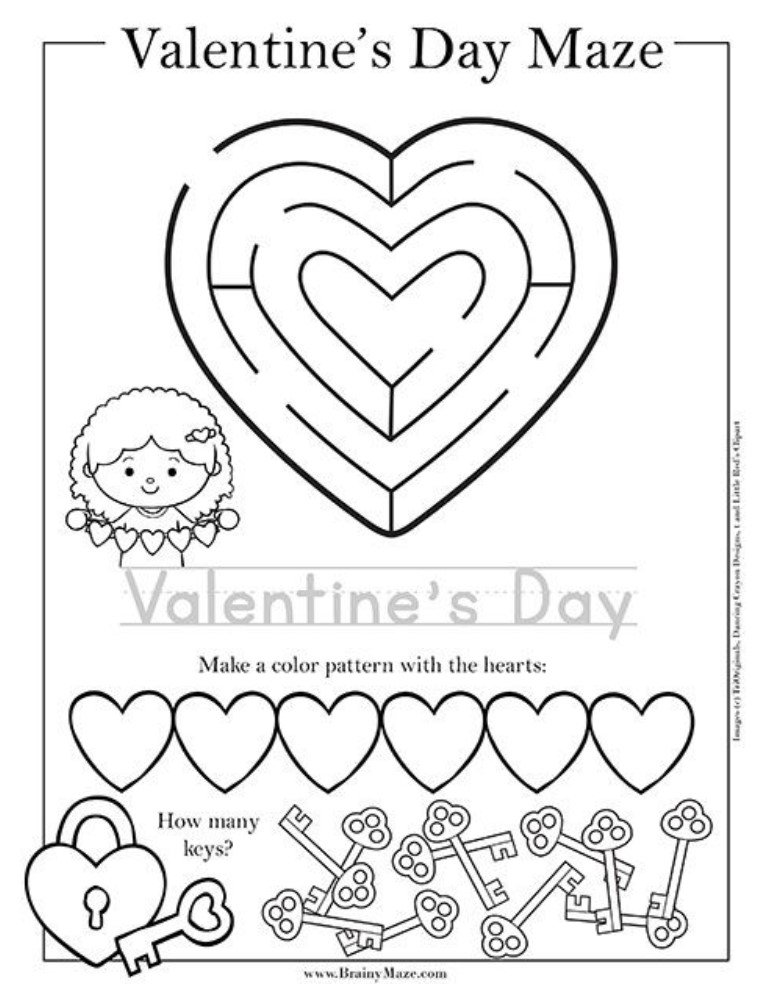 Valentine 39 s Day Printable Activities Free Kindergarten Worksheets