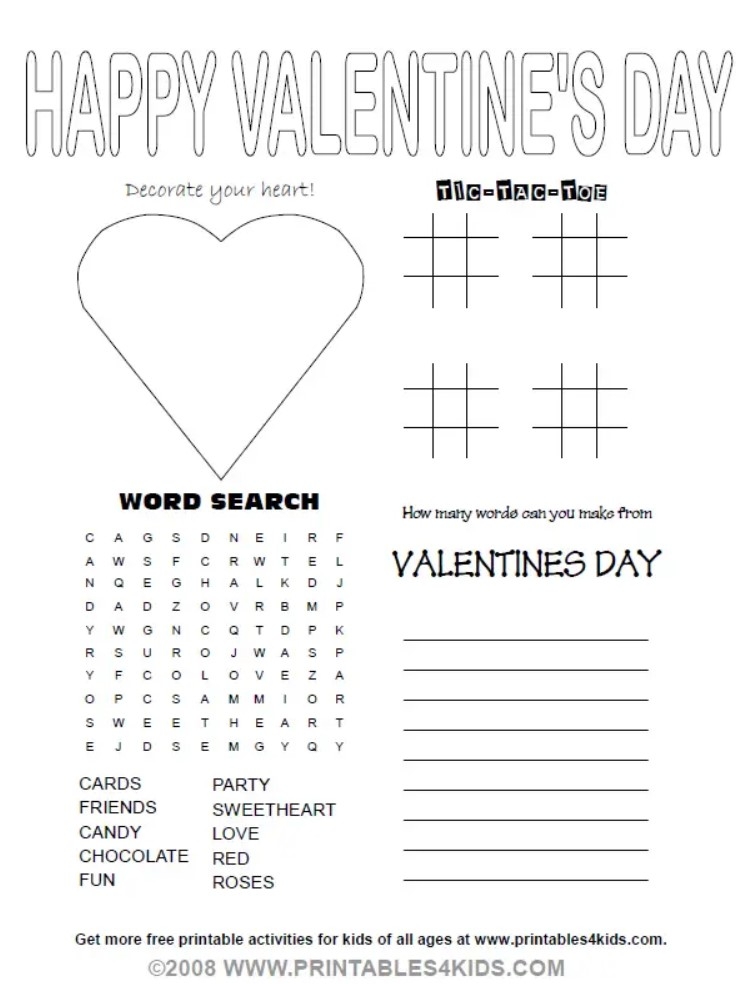 valentine's day printable activities for kids