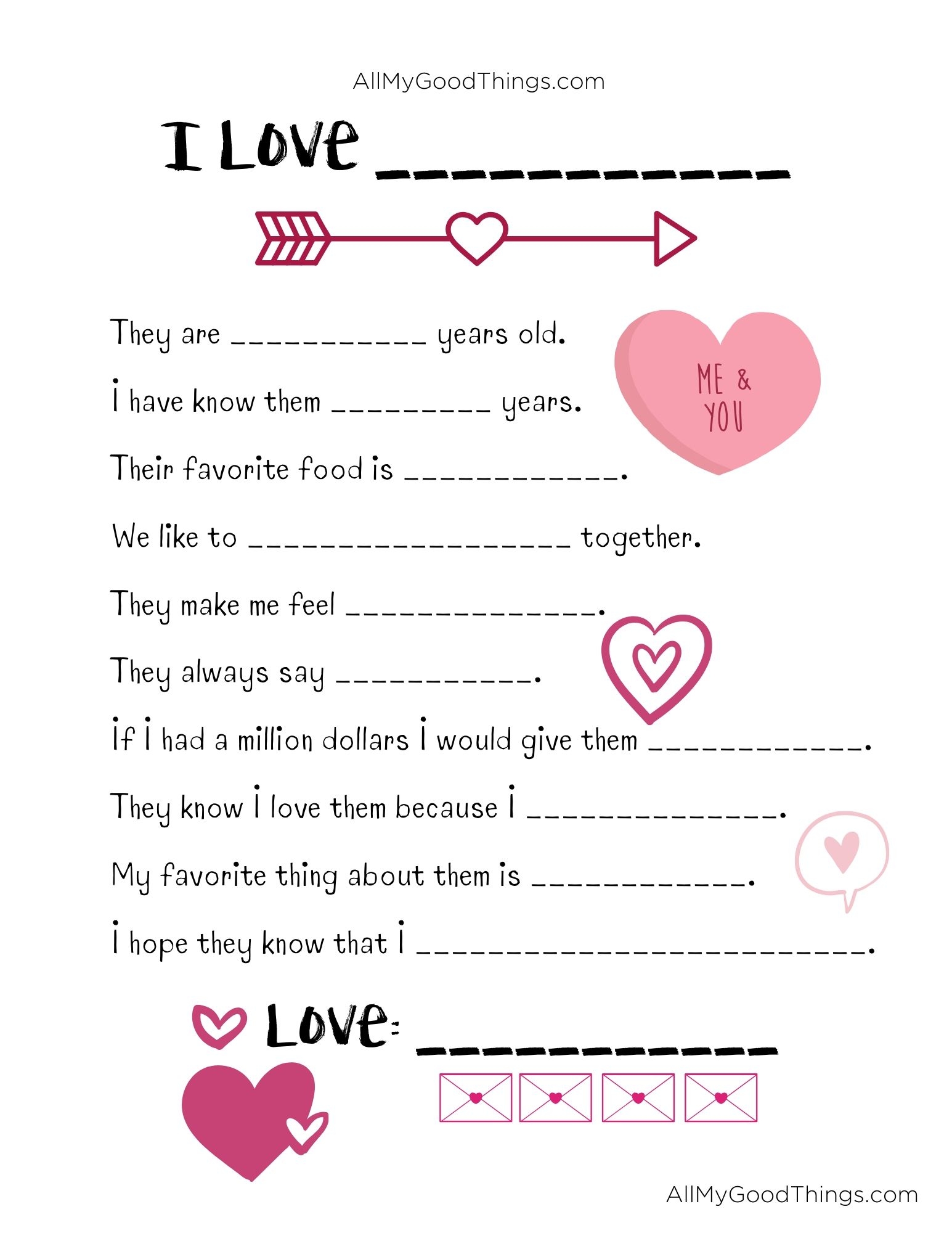 Valentine 39 s Day Printable Questionnaire