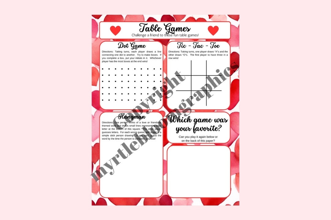 Valentine Printable Table Games Valentine Games For Kids Printable 