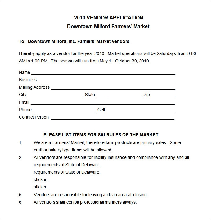 Vendor Application Template 10 Free Word PDF Documents Download
