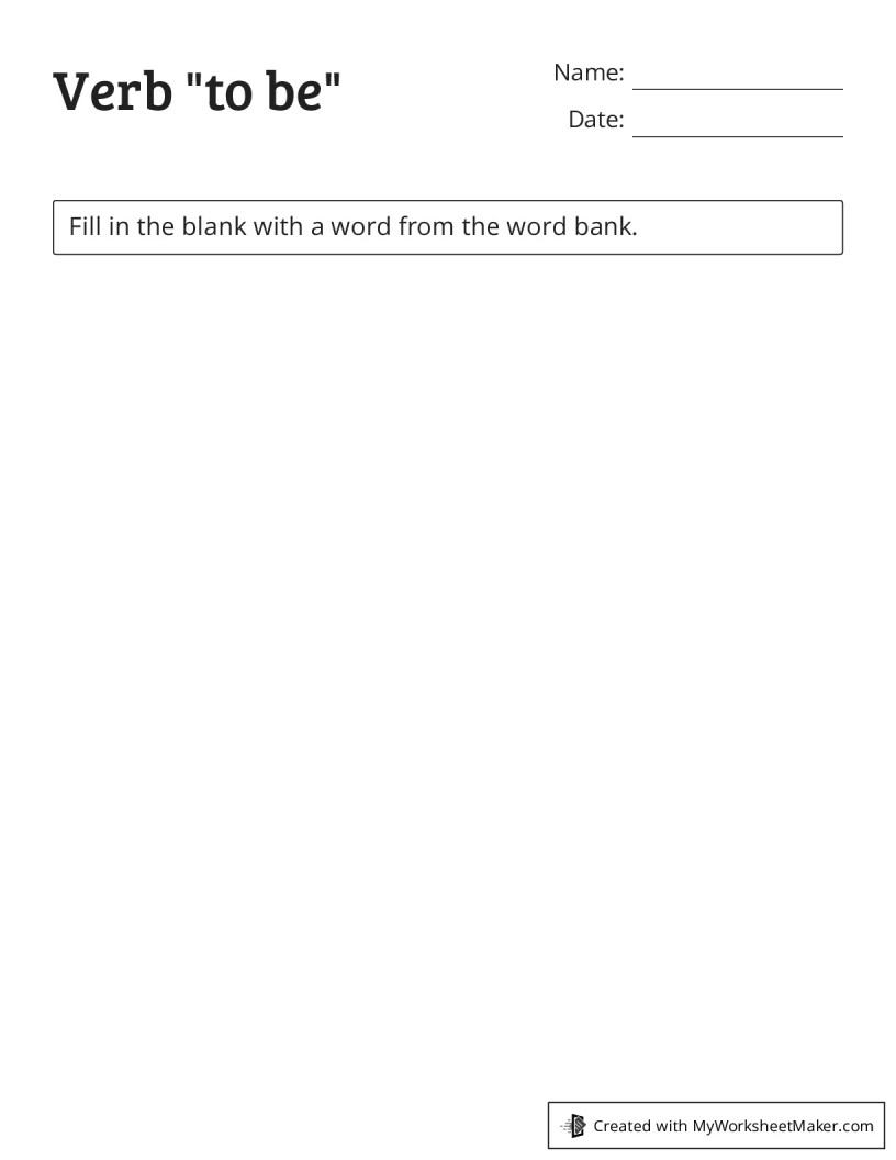 verb to be worksheets