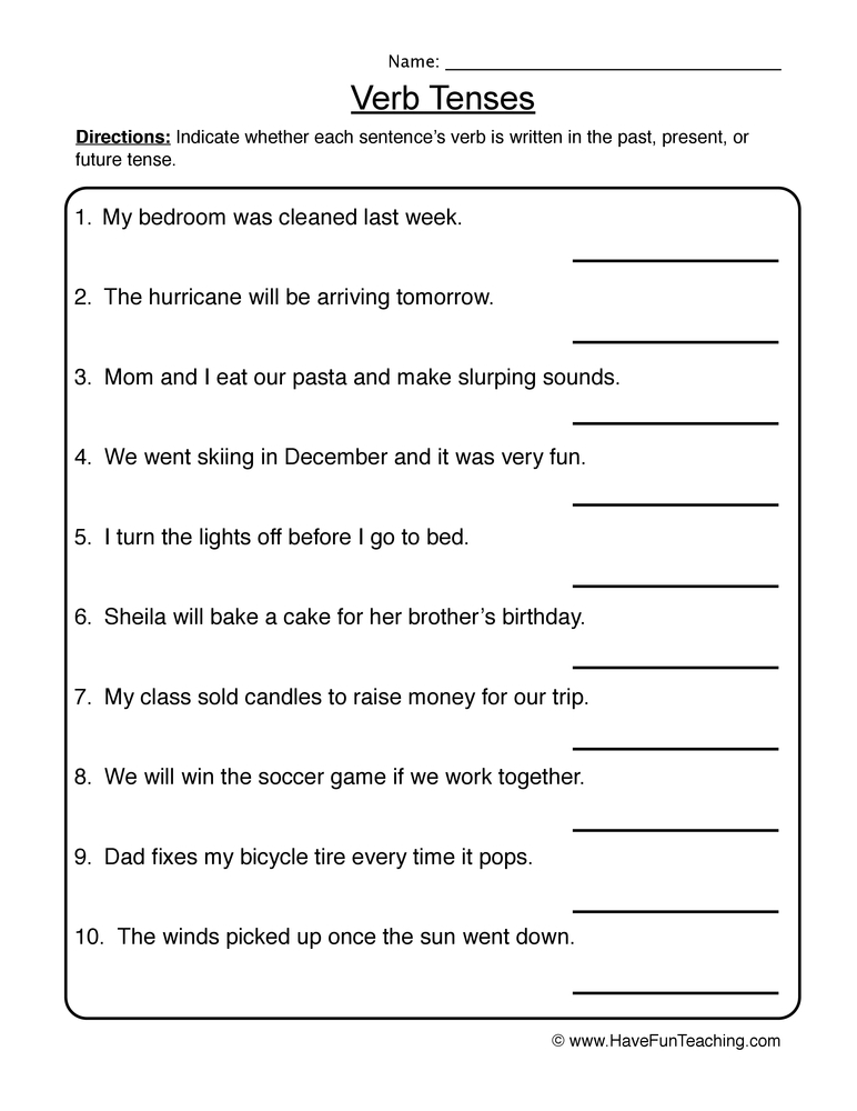 Verb Tense Worksheets Practice And Perfect Your Grammar Skills