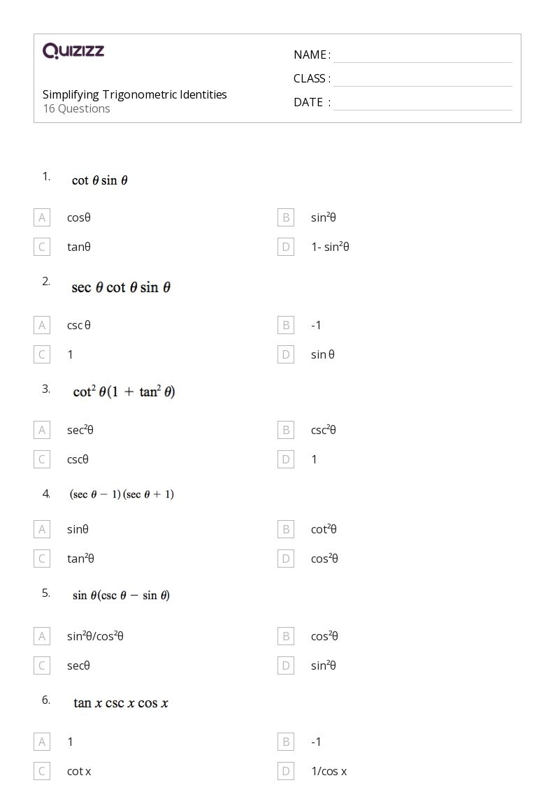 Verifying Trig Identities Worksheet Math Love Worksheets Library