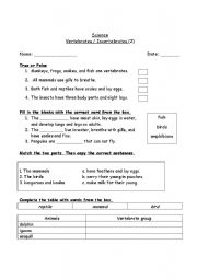 Vertebrates Invertebrates 2 ESL Worksheet By Tawilrim hotmail