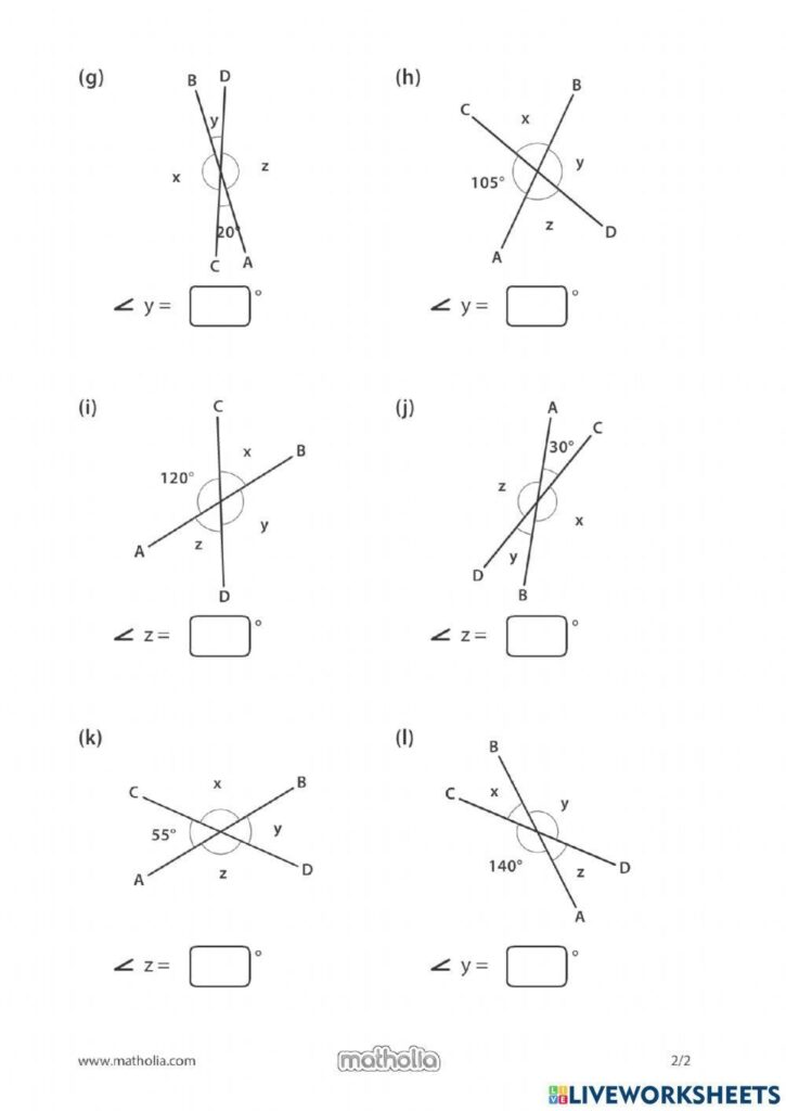 Vertical Angles Worksheet Worksheet For 9th 12th Grade Lesson