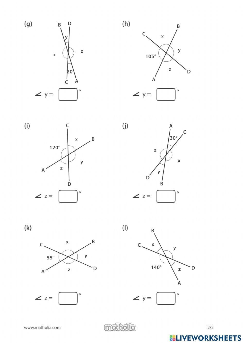 Vertical Angles Worksheet Worksheet For 9th 12th Grade Lesson 
