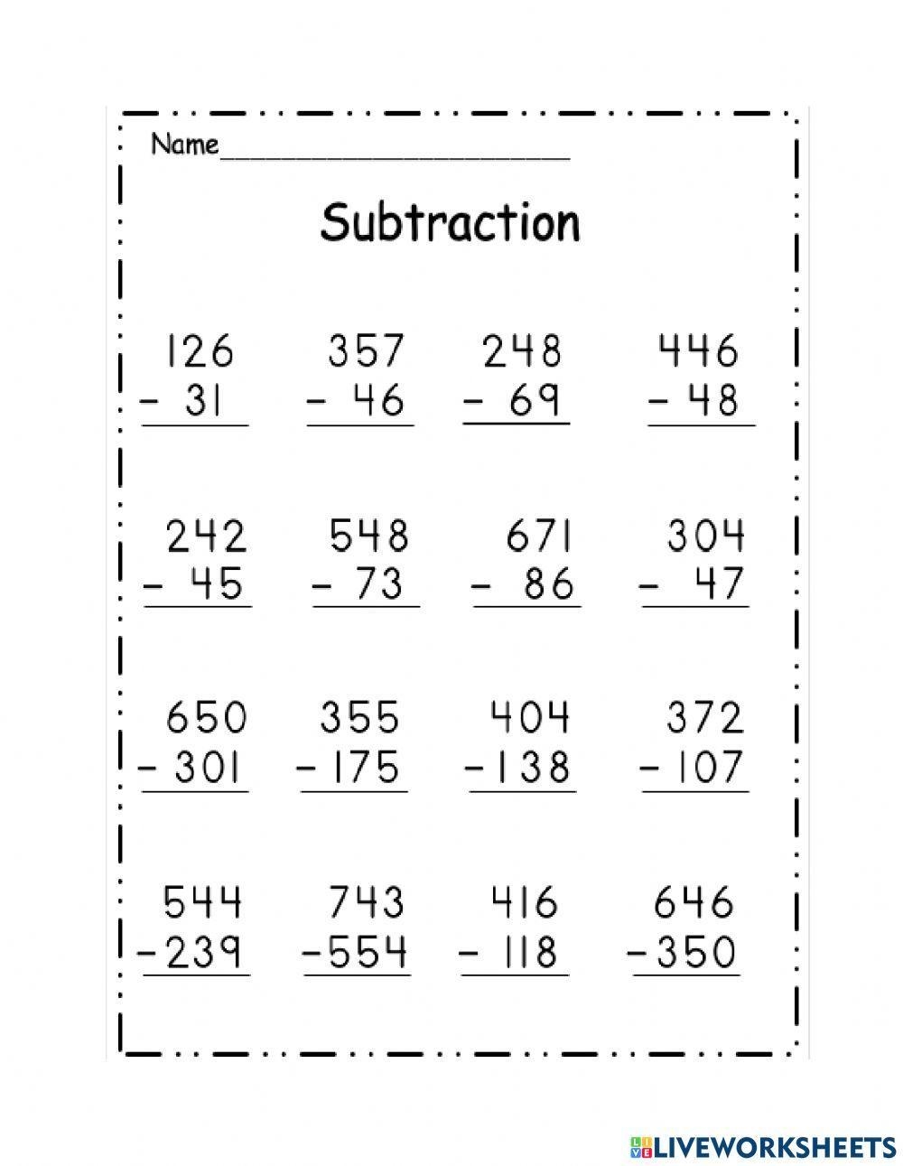 Vertical Subtraction Worksheets Some Regrouping K5 Learning 