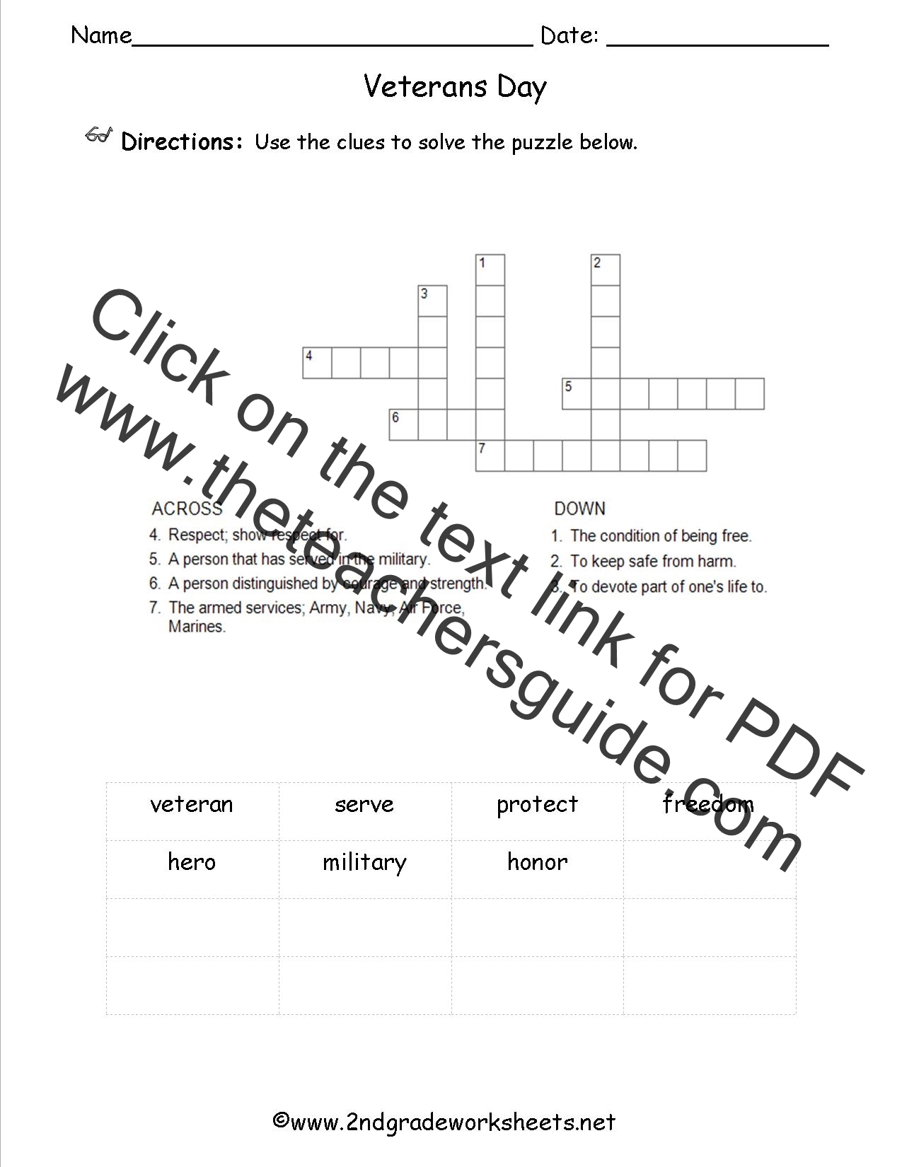 Veterans Day Worksheets