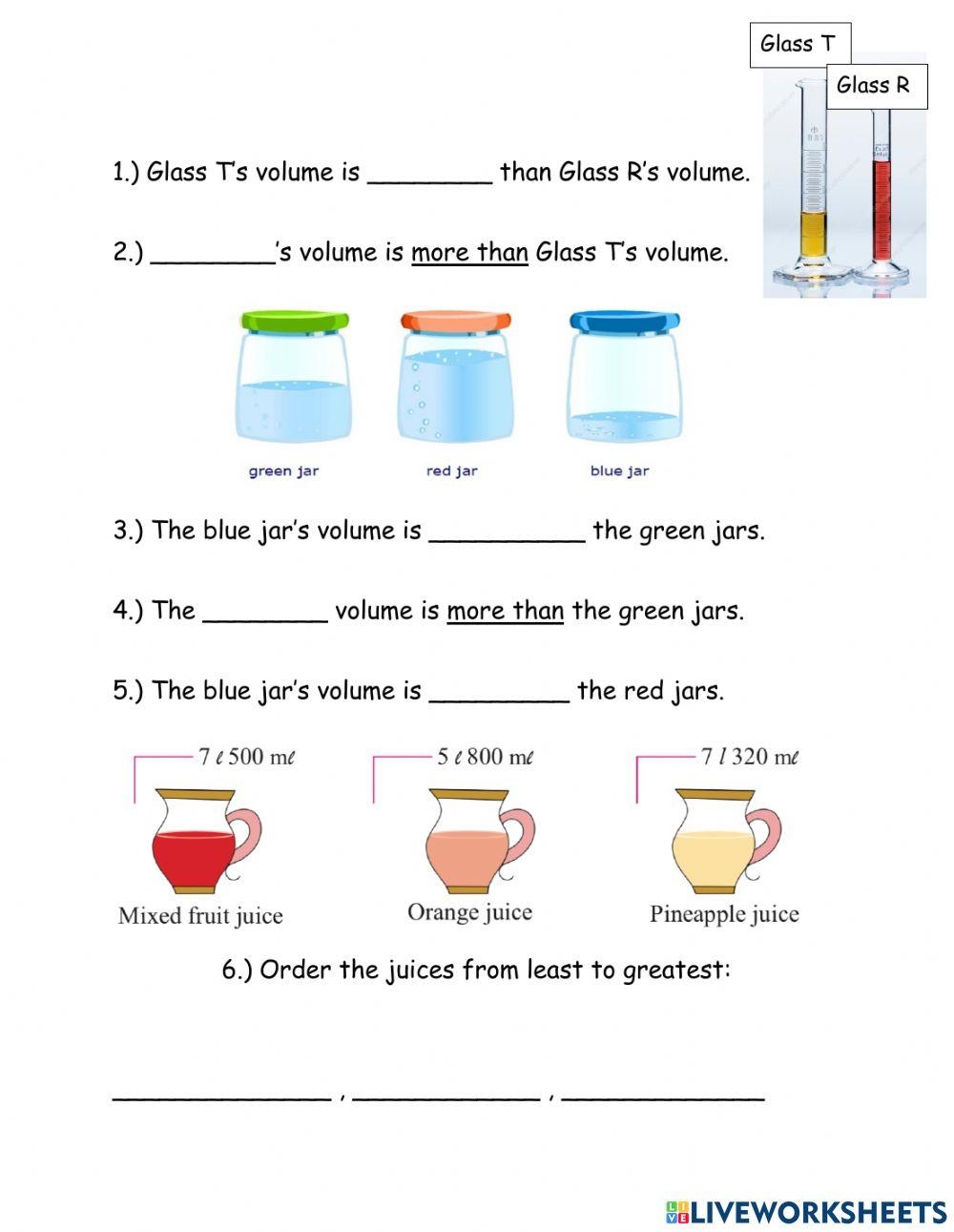 volume worksheet