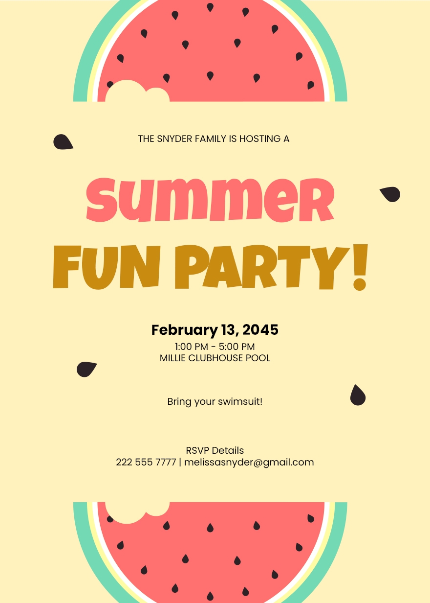 Watermelon Luau Party Invitation In Photoshop Illustrator Word 