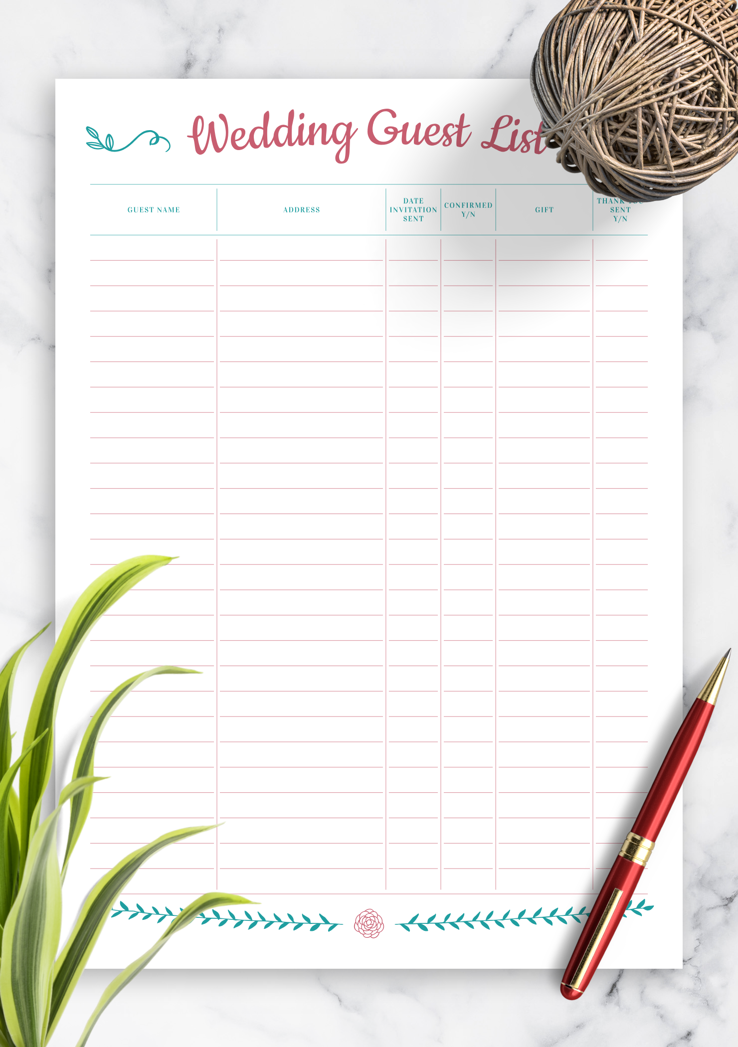 Wedding Invite List Template