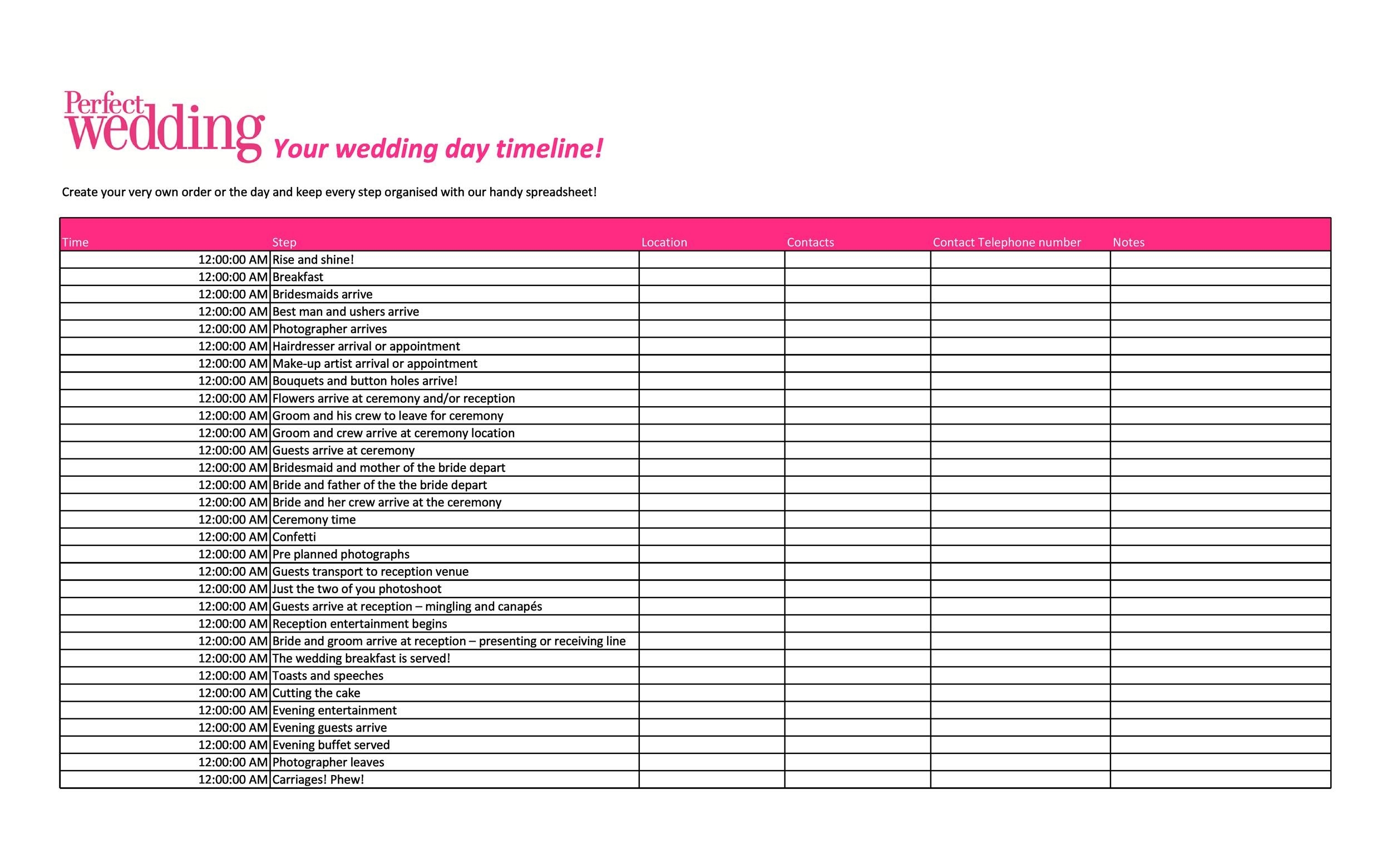 Wedding Invite List Template