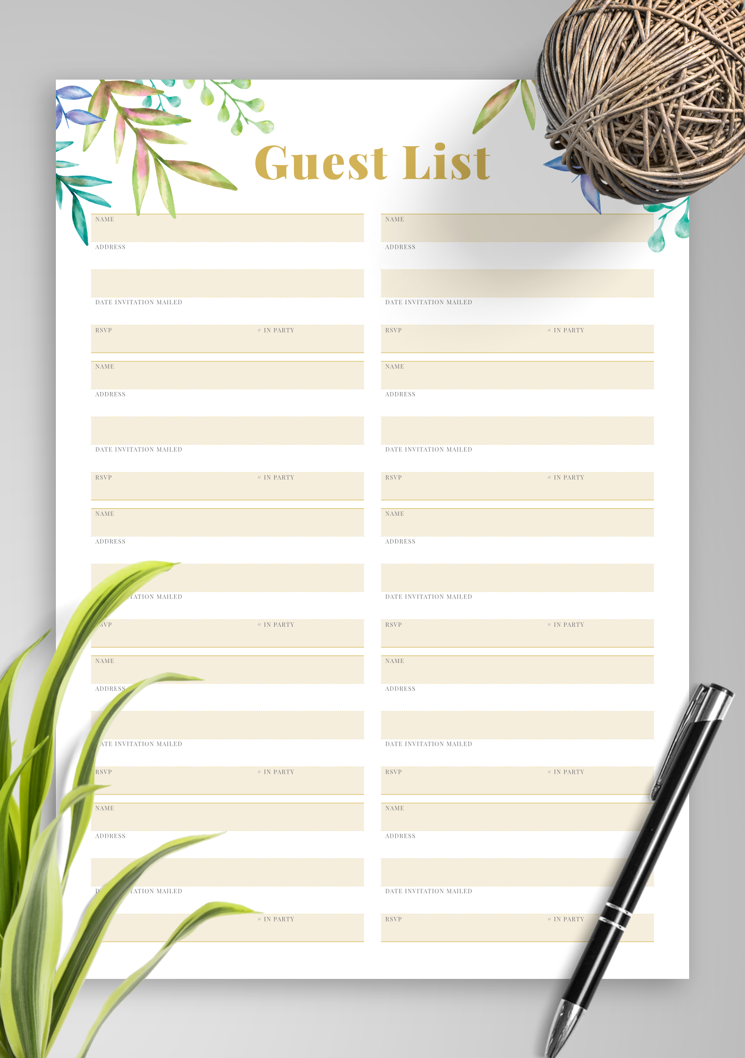 Wedding Invite List Template