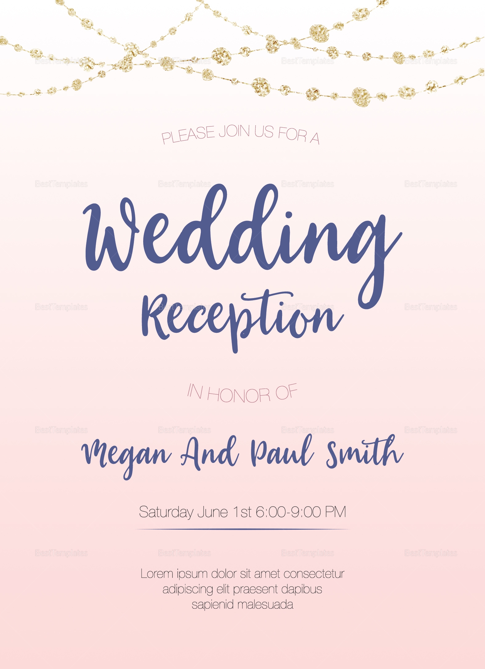 wedding reception invitation template