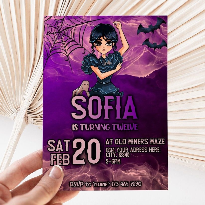 Wednesday Addams Invitation Template Birthday Invitations Birthday 