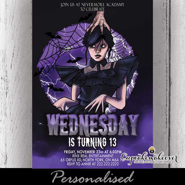 wednesday addams invitation template free
