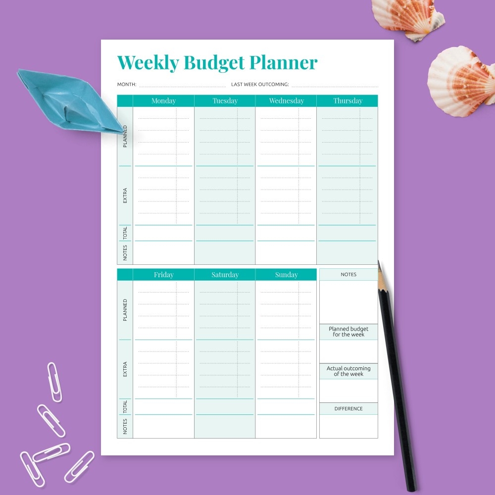 Weekly Budget Planner Templates Download PDF Worksheets Library