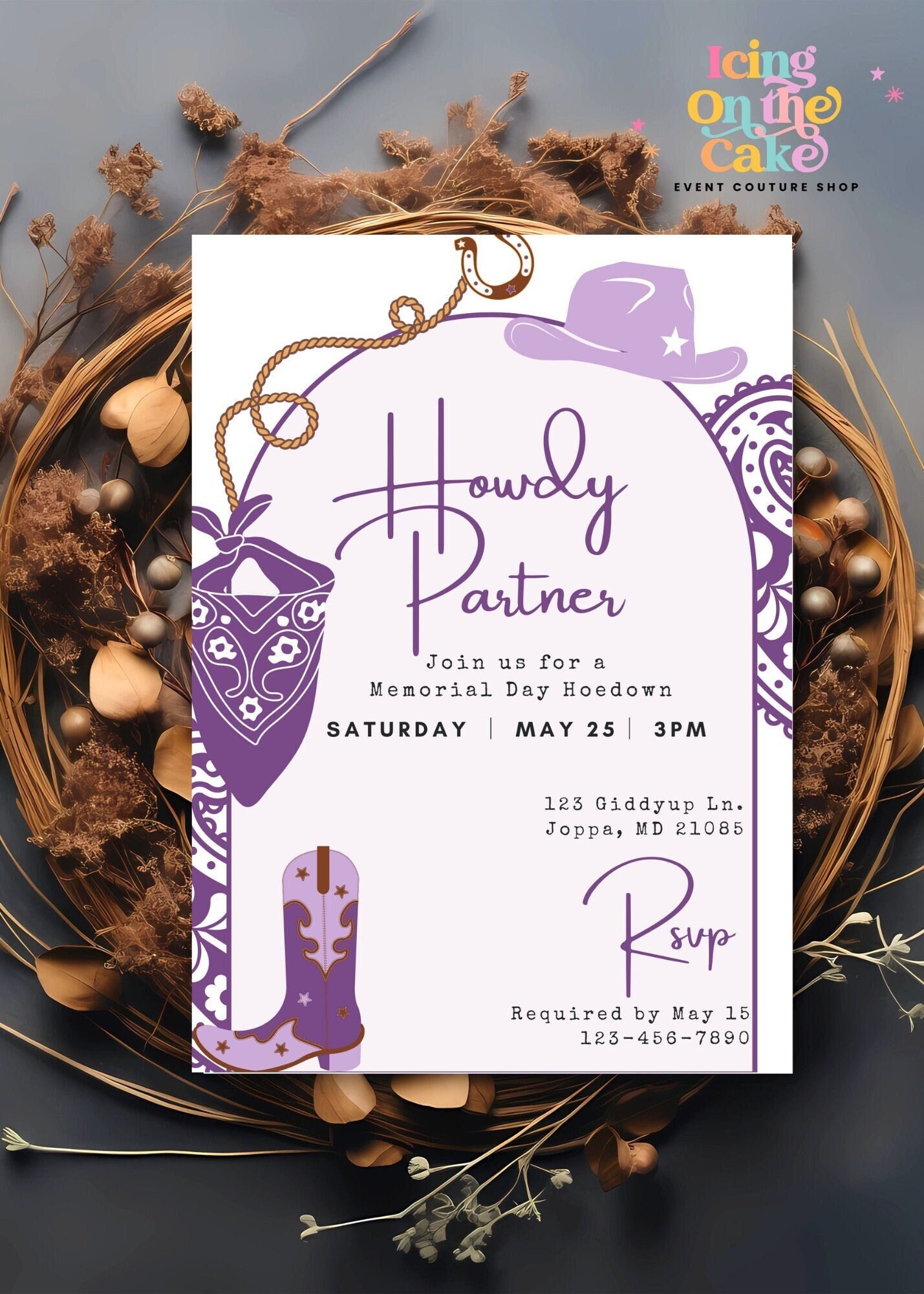 Western Theme Invitation Template MM Etsy