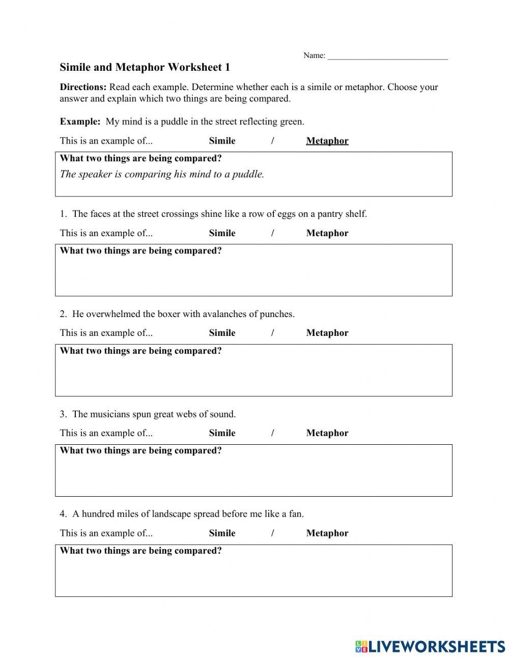 What Is A Simile TMK Education Worksheets Library