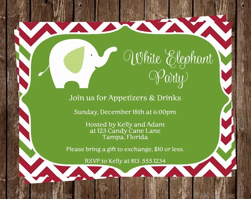 free white elephant invitation template