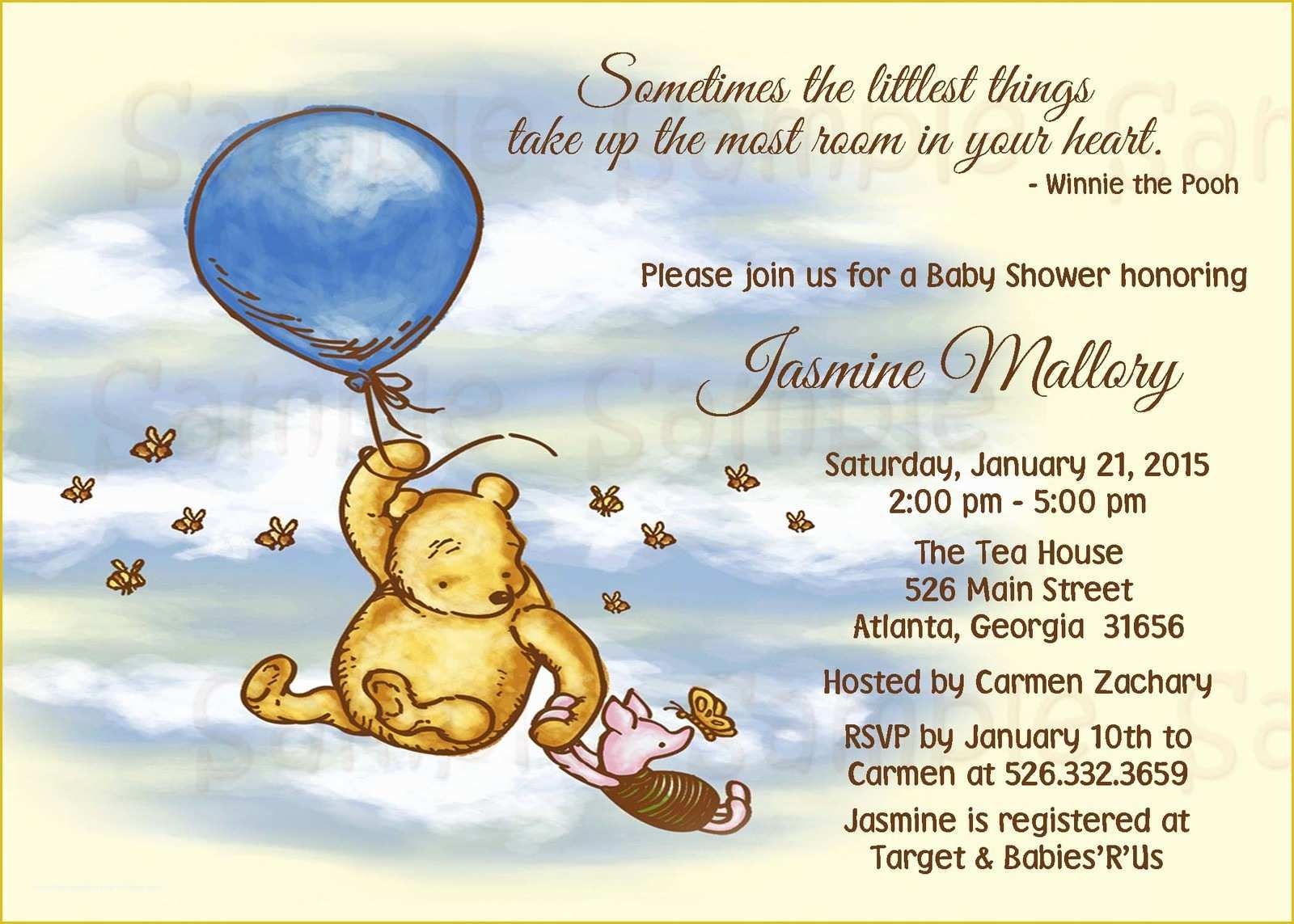 Winnie The Pooh Baby Shower Invitations Templates Free Of Printable 