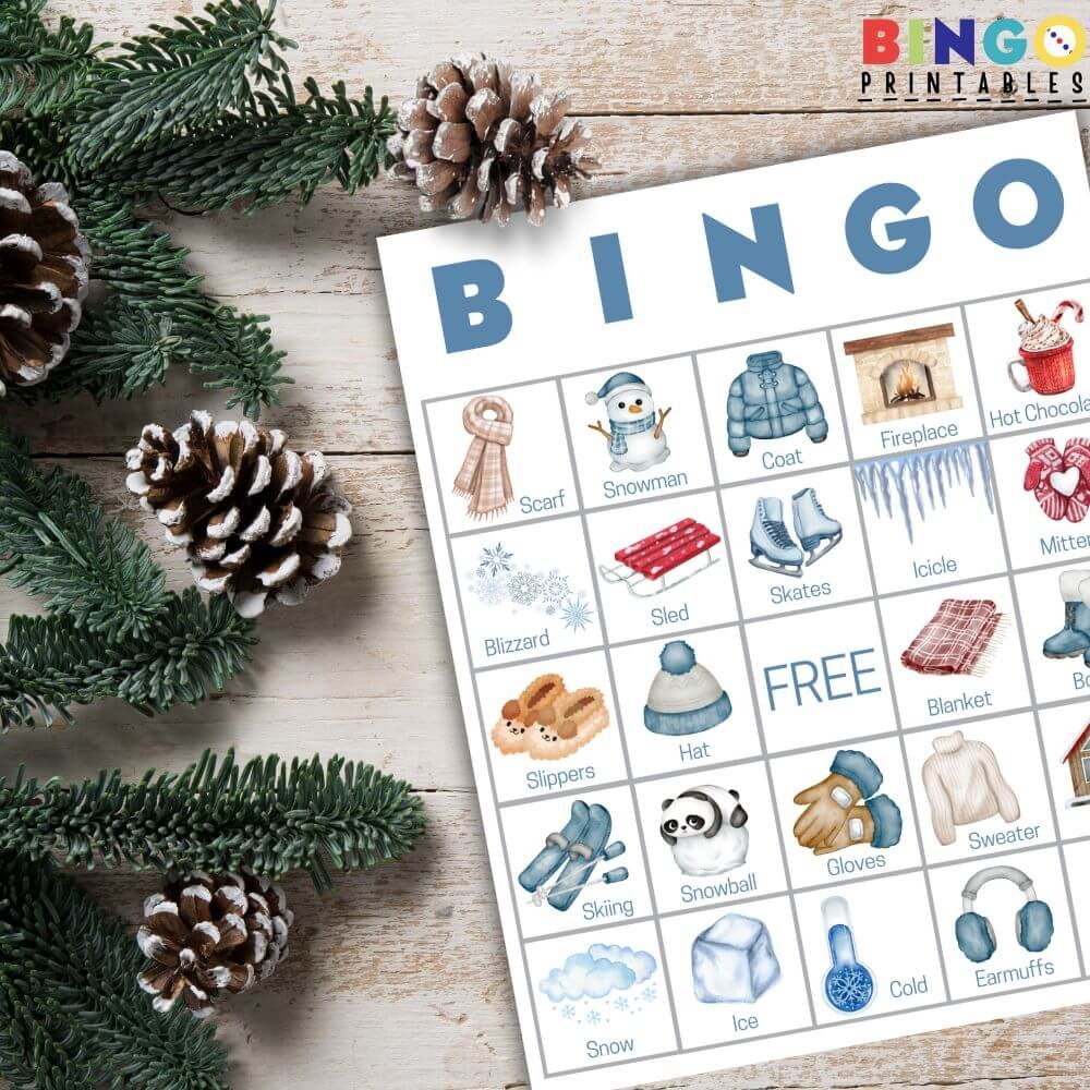 Winter Bingo Printable 200 Game Cards Easy Print Play