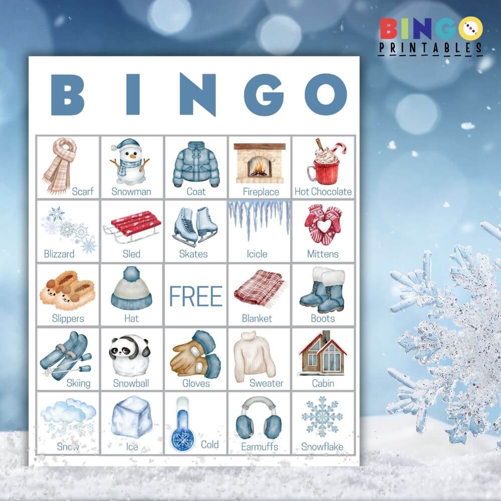 Winter Bingo Printable 200 Game Cards Easy Print Play