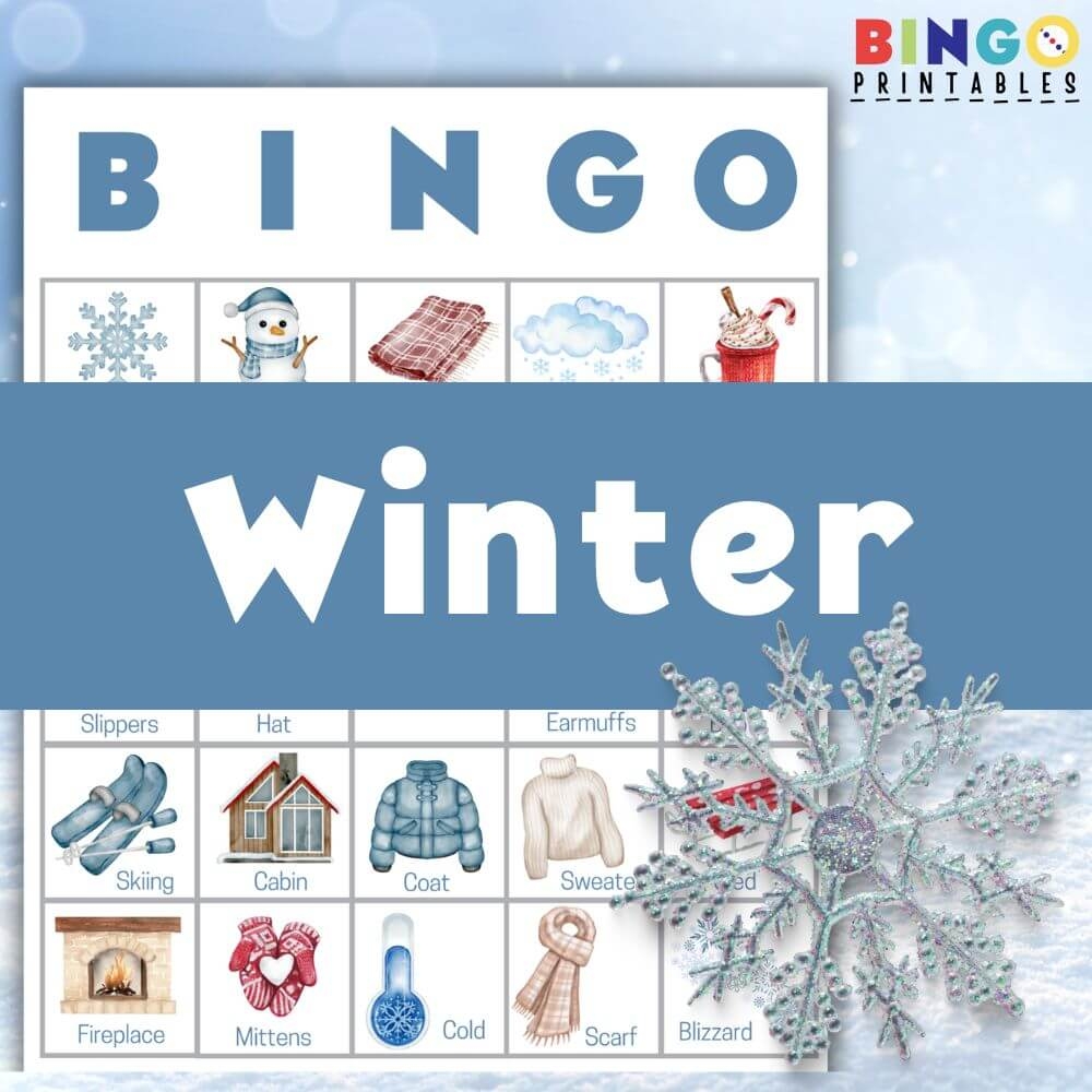 Winter Bingo Printable 200 Game Cards Easy Print Play