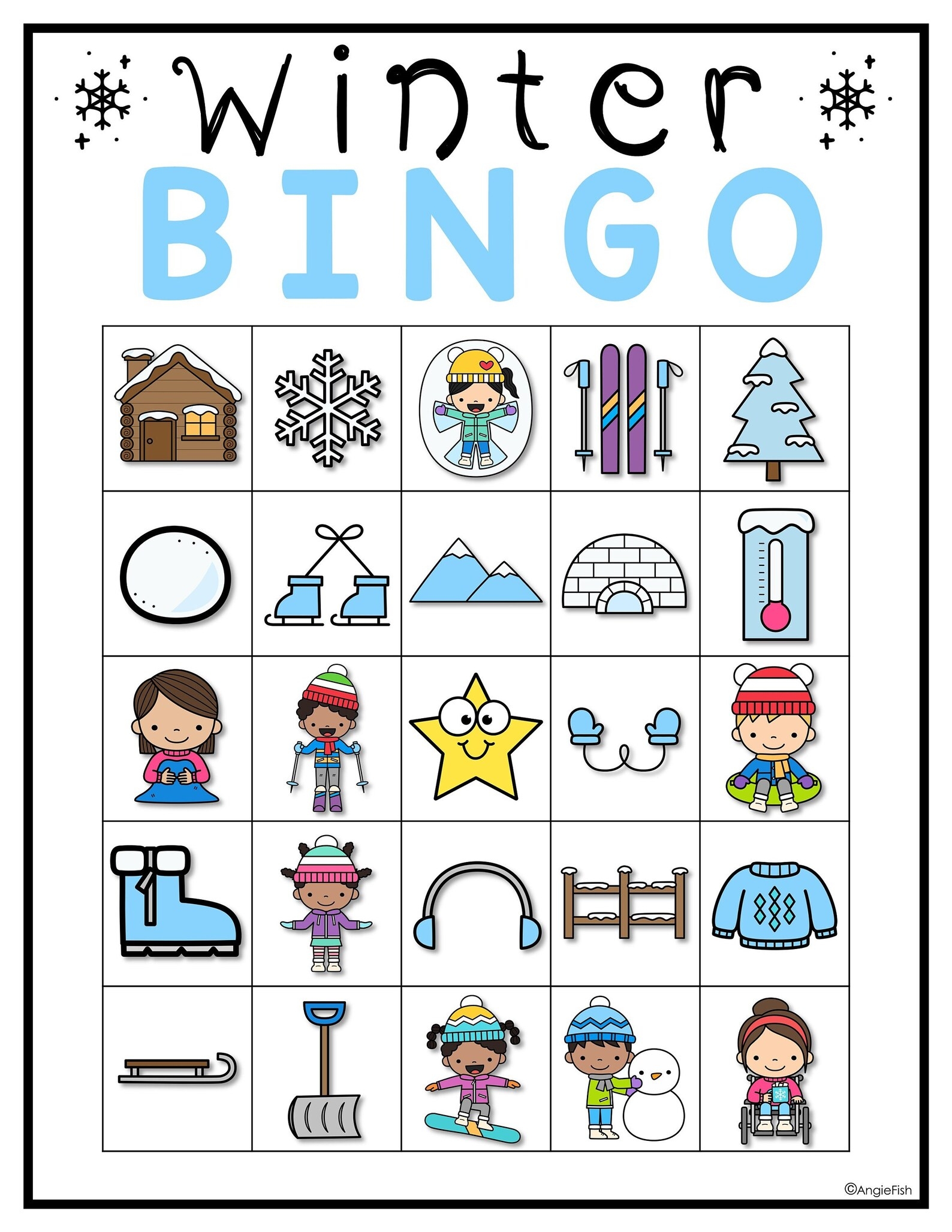 free winter bingo printable cards