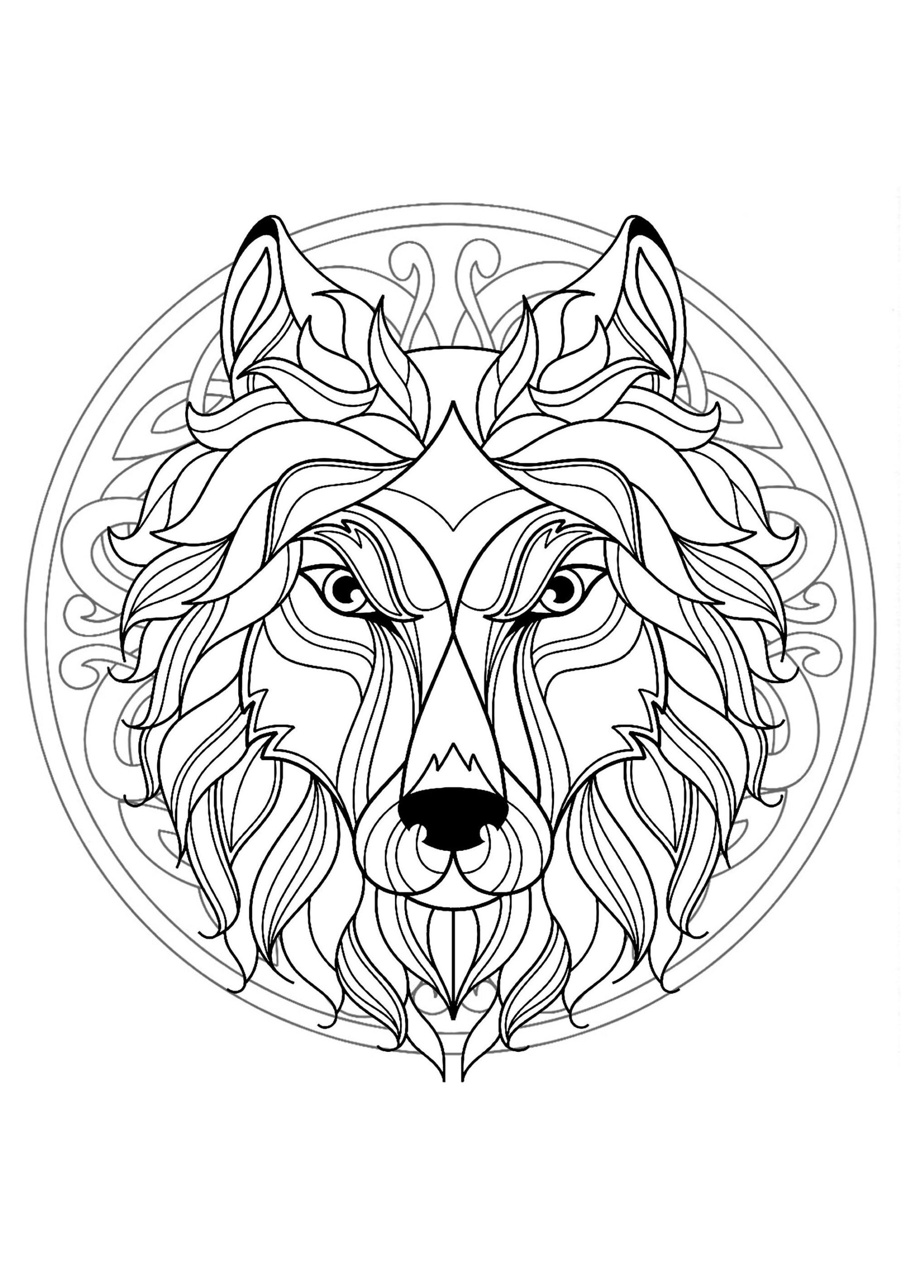 Wolf 39 s Head Mandala Coloring Pages For Kids